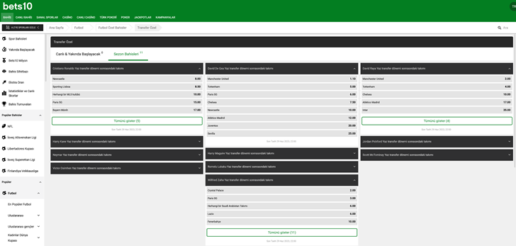 Bets10 transfer bahisleri